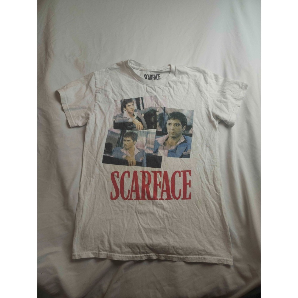 Scarface Tony Montana Shirt Mens Small White Graphic Print Al Pacino Movies